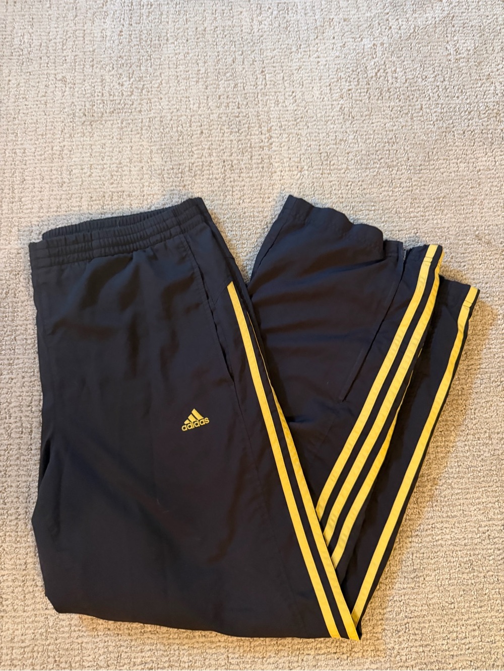 Adidas Adult Track Pants with Yellow stripes